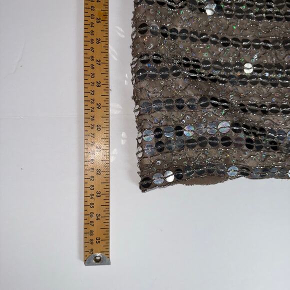 Scala Couture Sequin Beaded Mini Dress Women’s Silver V Neck Sleeveless Party 8 - Picture 14 of 16